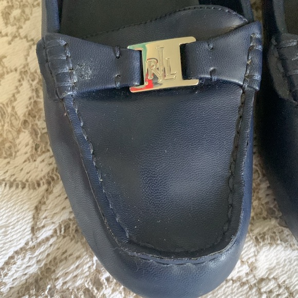 Lauren Ralph Lauren size 8 Loafers Navy Blue Leather - Picture 2 of 4